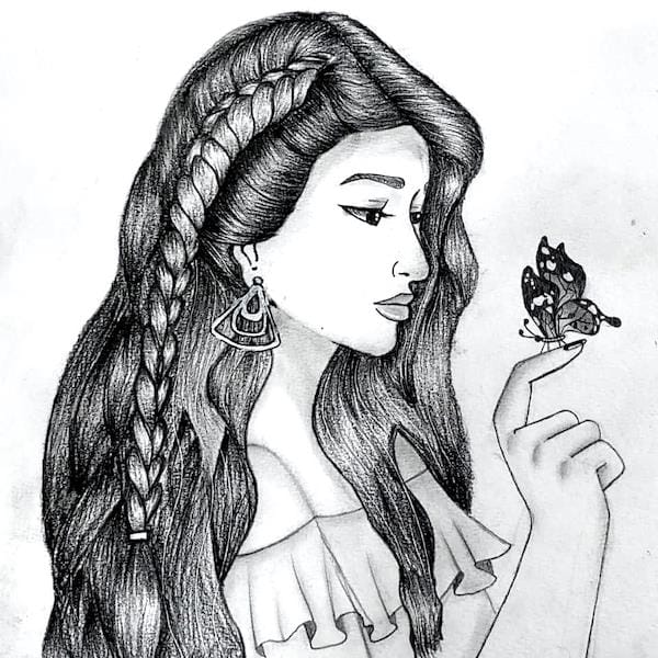 girl-with-butterfly-pencil-art-art-and-craft