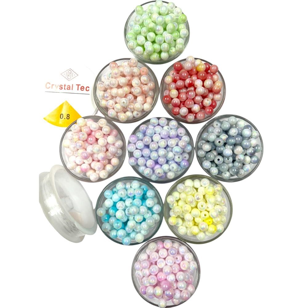 Acrylic Crystal Marble Beads (8 mm, 25 pcs)