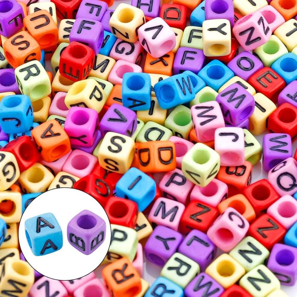 Acrylic Square Alphabet Beads (6 mm, 52 pcs)
