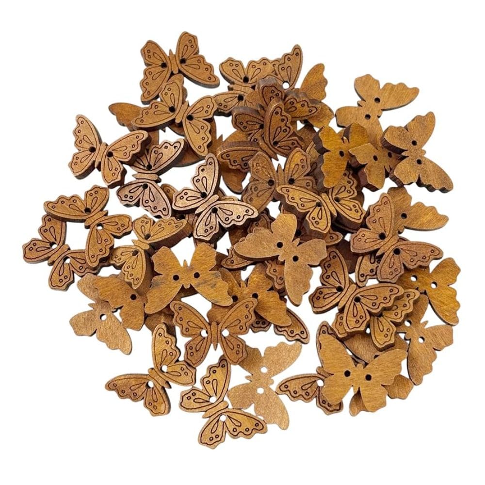 Butterfly Shaped Wooden Buttons (1 inch, 25 pcs)