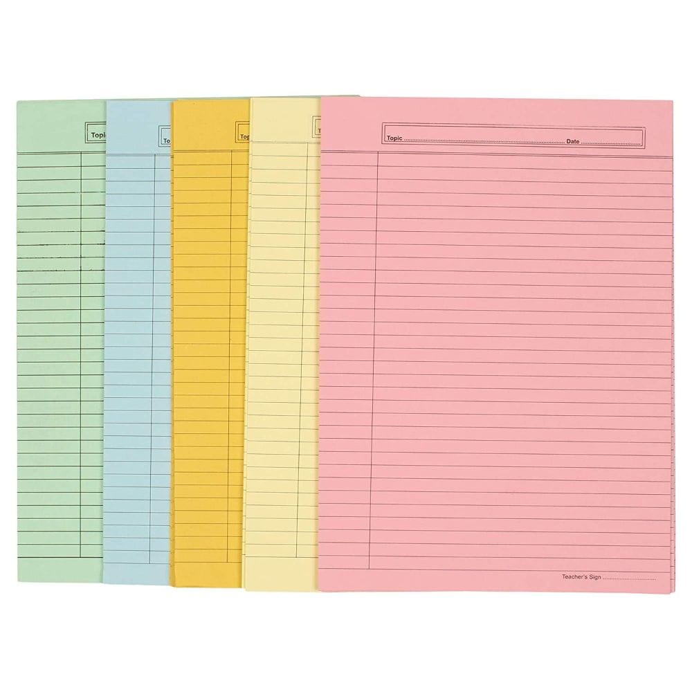 Colour A4 size Sheets Both Side Ruled 5 colours (50 sheets)