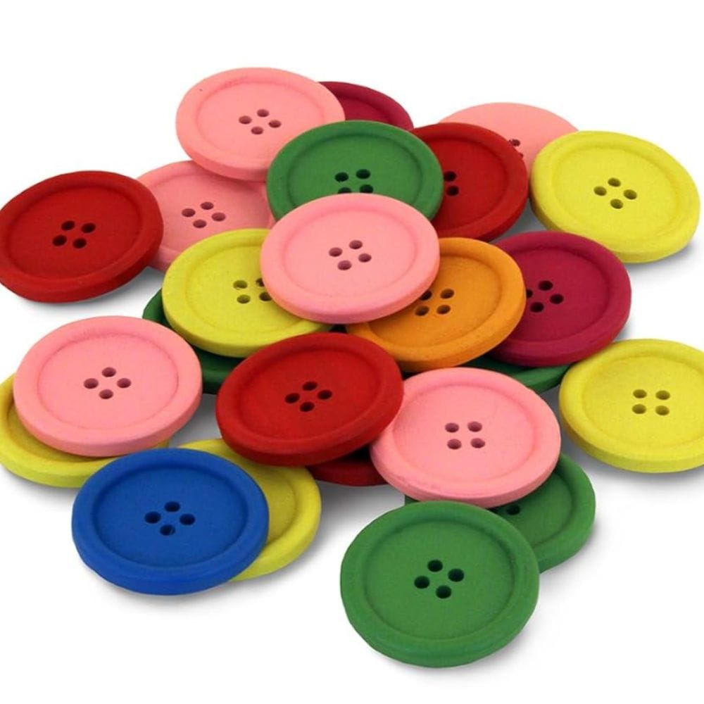 Multicolour Assorted Size Wooden Buttons (25 pcs)